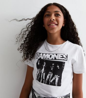 Girls White Ramones Logo T Shirt New Look