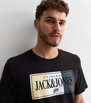 Men's Jack & Jones Black Cotton Logo T-Shirt New Look