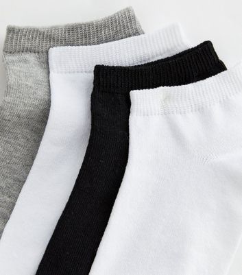 4 Pack Black Grey and White Trainer Socks New Look