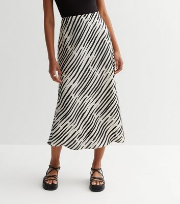 Black Line Satin Midaxi Skirt New Look