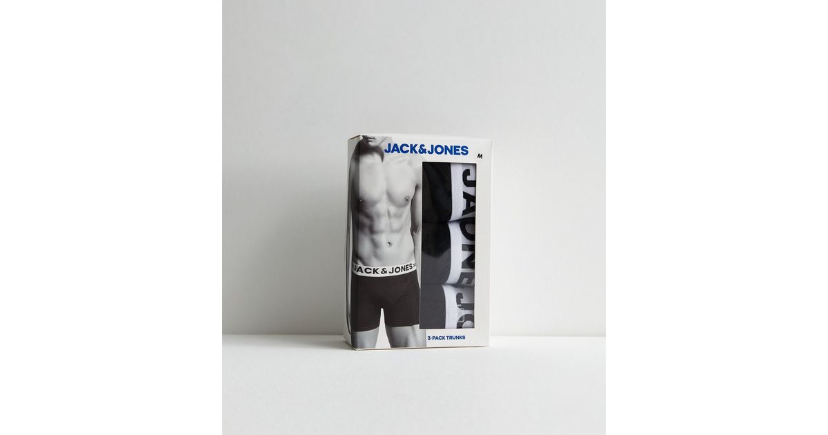 Jack & Jones 3 Pack Black Logo Boxers | New Look