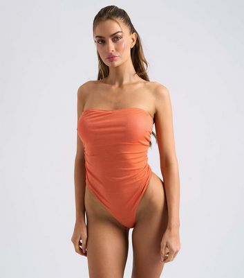 Urban Bliss Coral Bandeau Swim Suit New Look