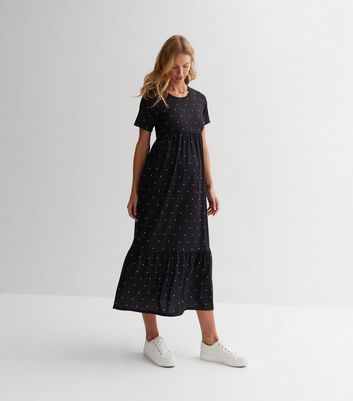 Maternity Black Spot Smock Midi Dress New Look