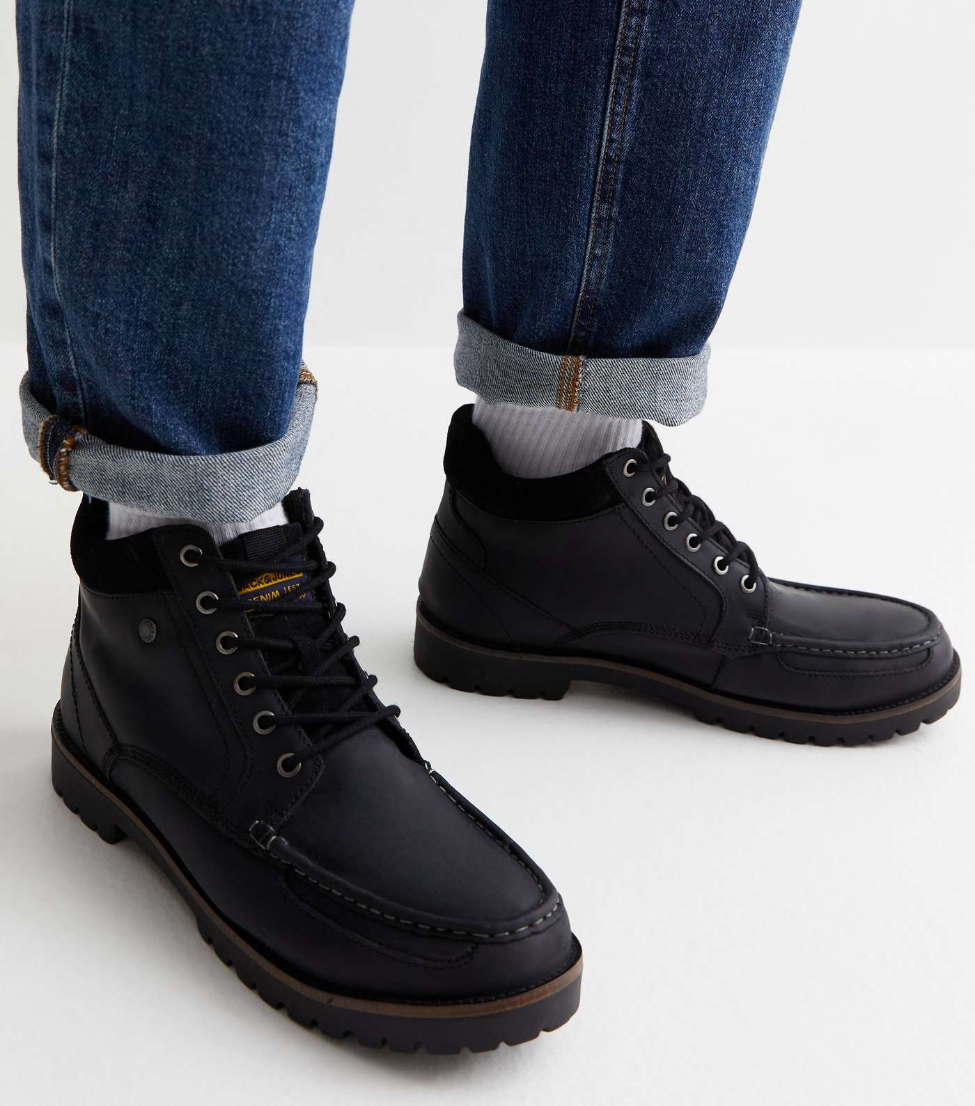 Jack & Jones Black Leather-Look Boots Image 2