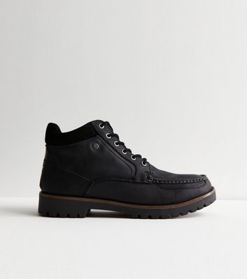Men's Jack & Jones Black Leather-Look Boots New Look