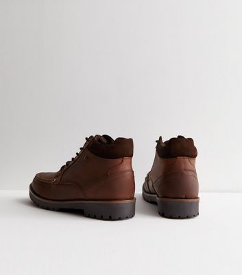Men's Jack & Jones Dark Brown Leather-Look Boots New Look