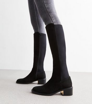 Black Knee High Stretch Riding Boots New Look