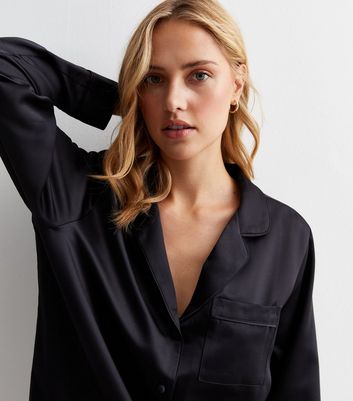 Black satin nightshirt hot sale