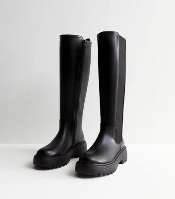 New look black leather hot sale boots