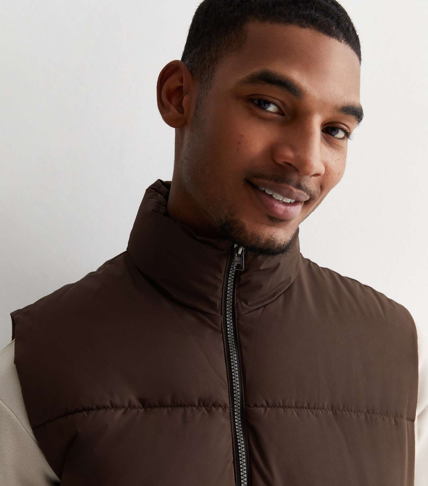 Only & Sons Light Brown Puffer Gilet Image 3