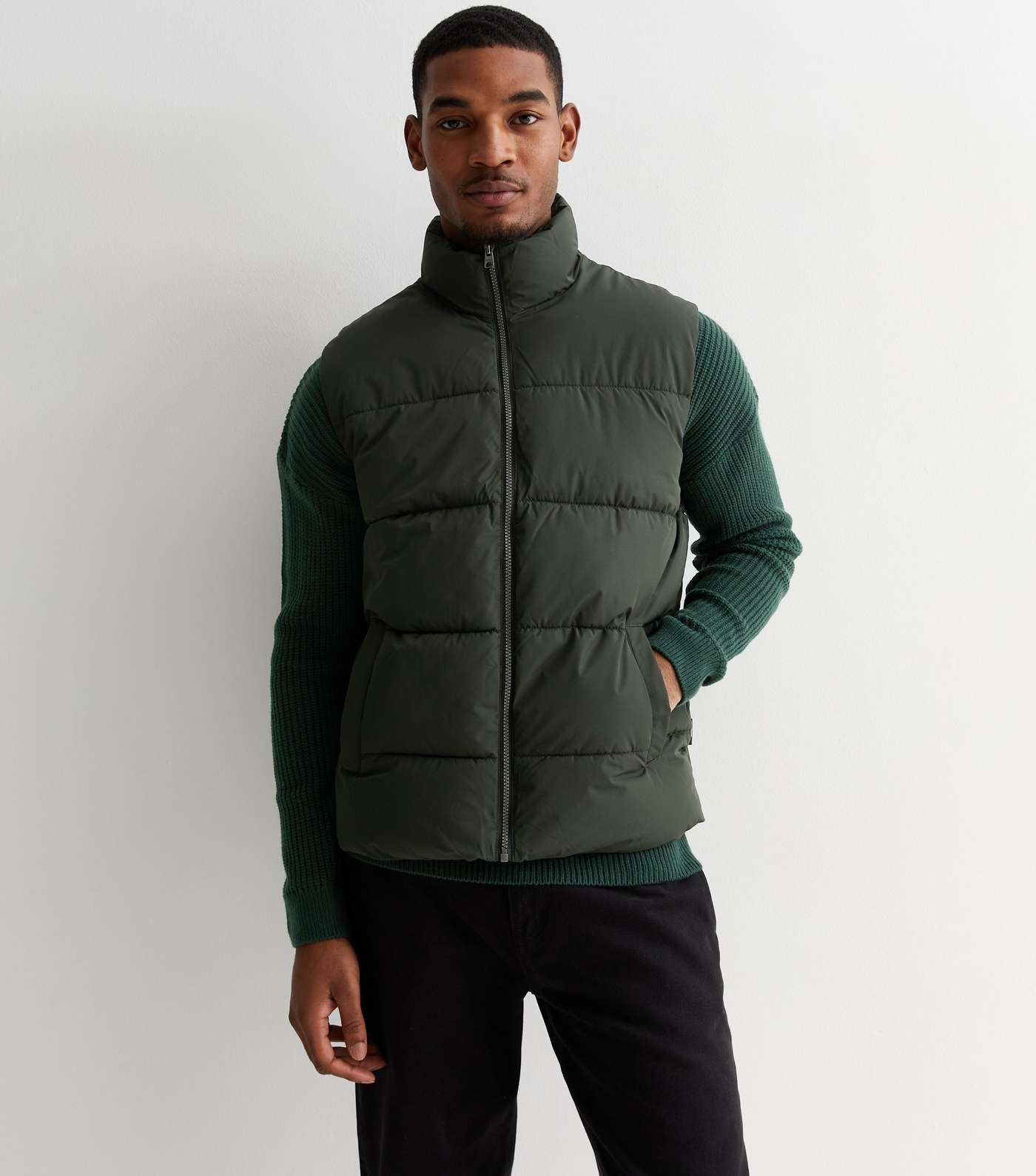 Only & Sons Dark Brown Puffer Gilet Image 2