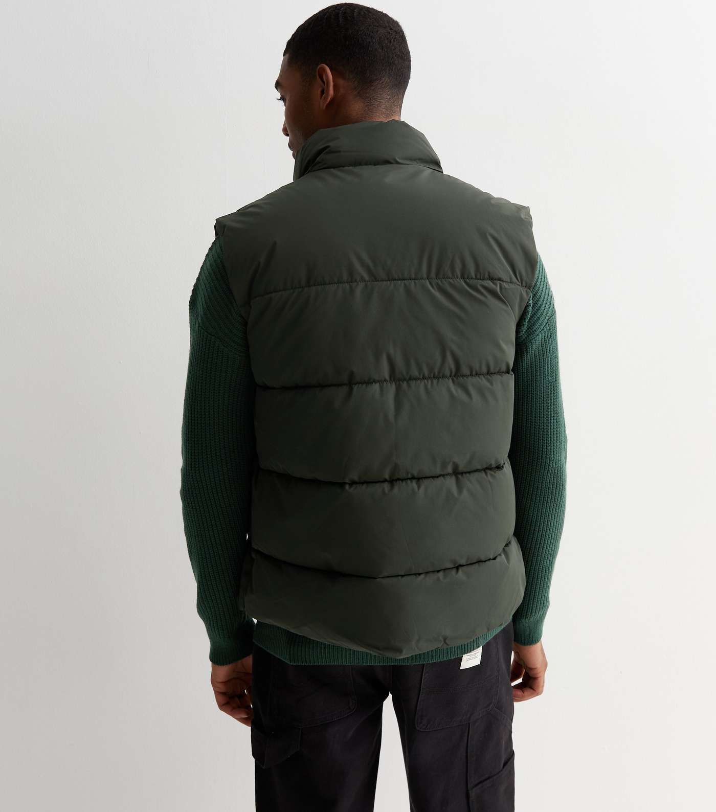 Only & Sons Dark Brown Puffer Gilet Image 4