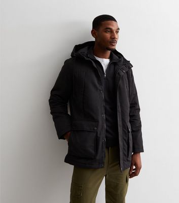 New look black parka coat hotsell