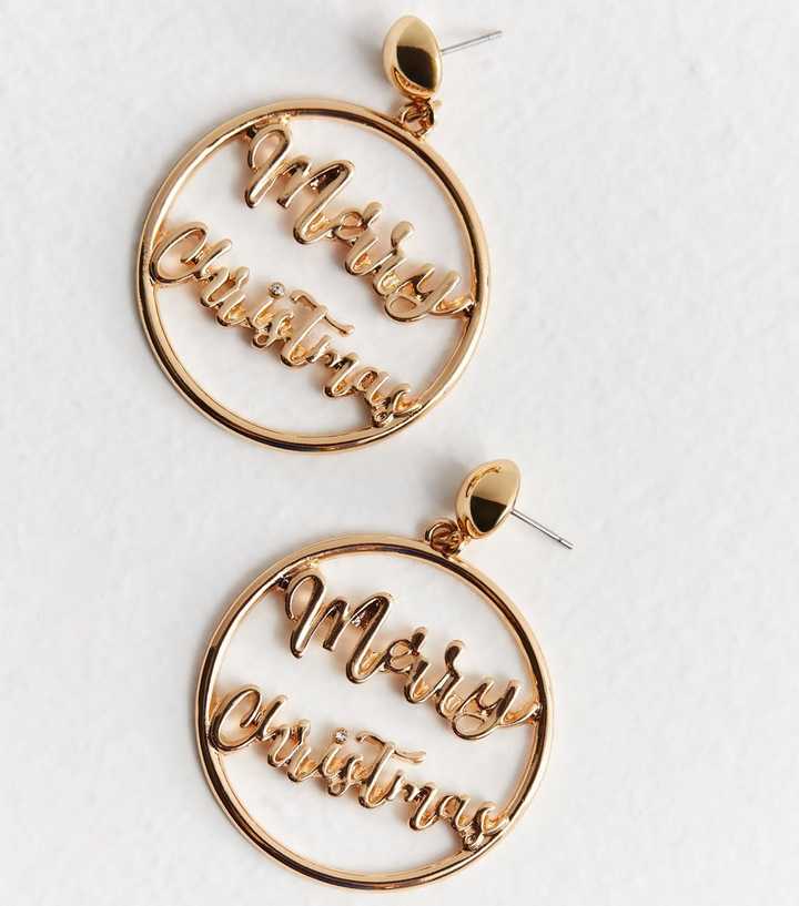Merry Christmas Circle Earrings Merry Christmas Circle Earrings