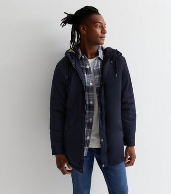 Men's Only & Sons Navy Parka Jacket New Look