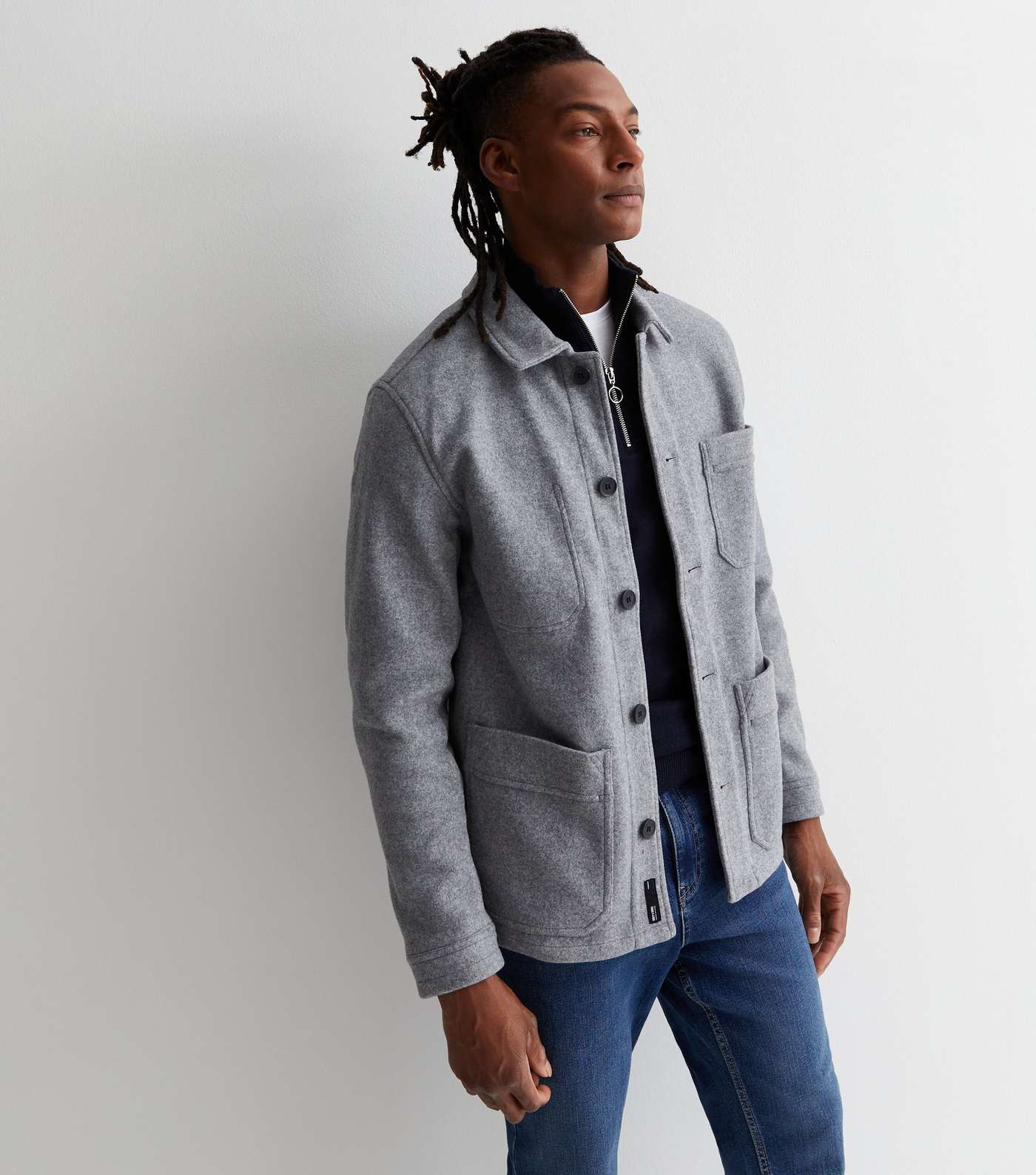 Only & Sons Grey Pocket Front Shacket Image 2