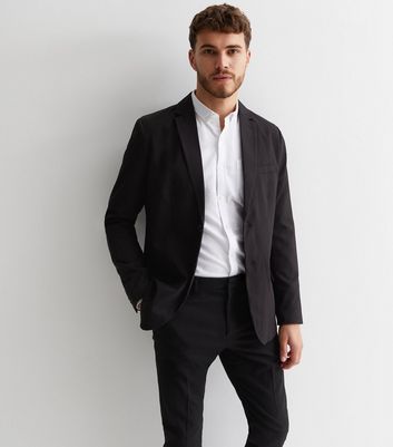 Mens slim fit discount black suit jacket