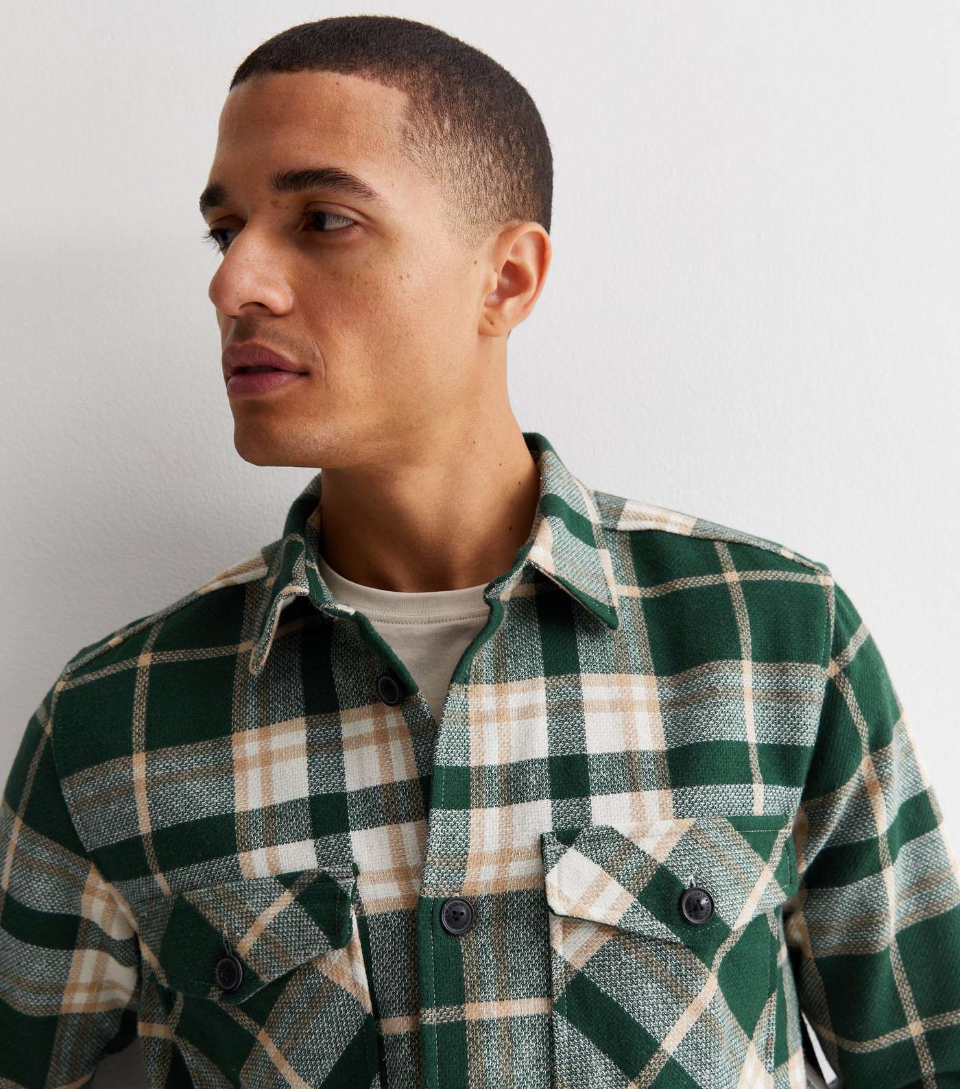 Only & Sons Green Check Overshirt Image 2