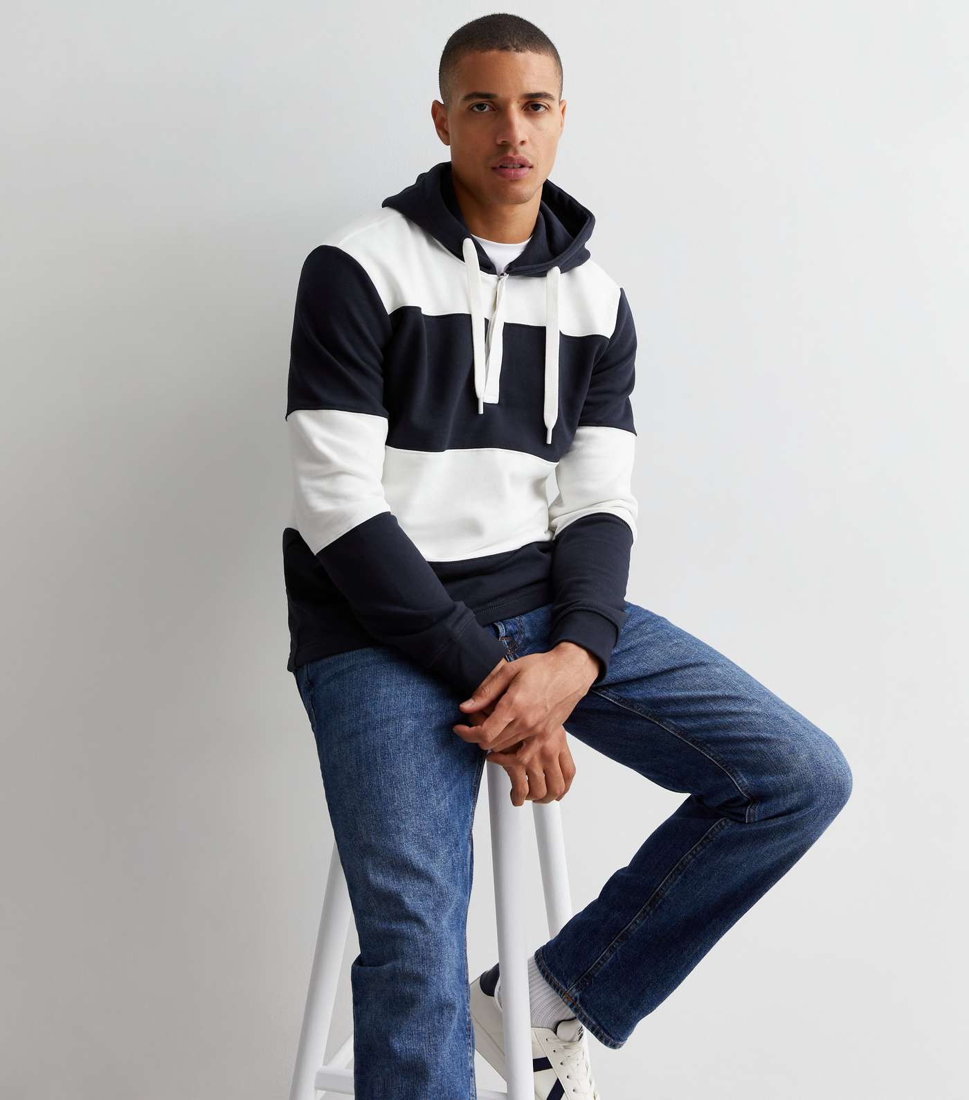 Only & Sons Navy Stripe Hoodie Image 2
