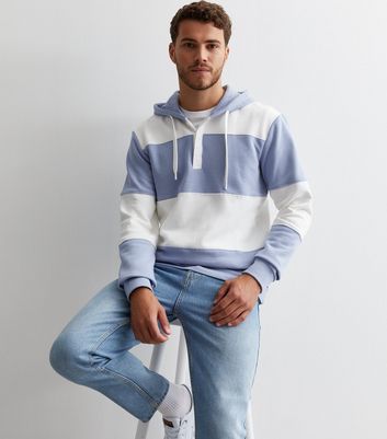 Blue hoodie outlet with white stripes