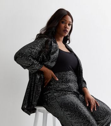 Black sequin plus size cheap jacket