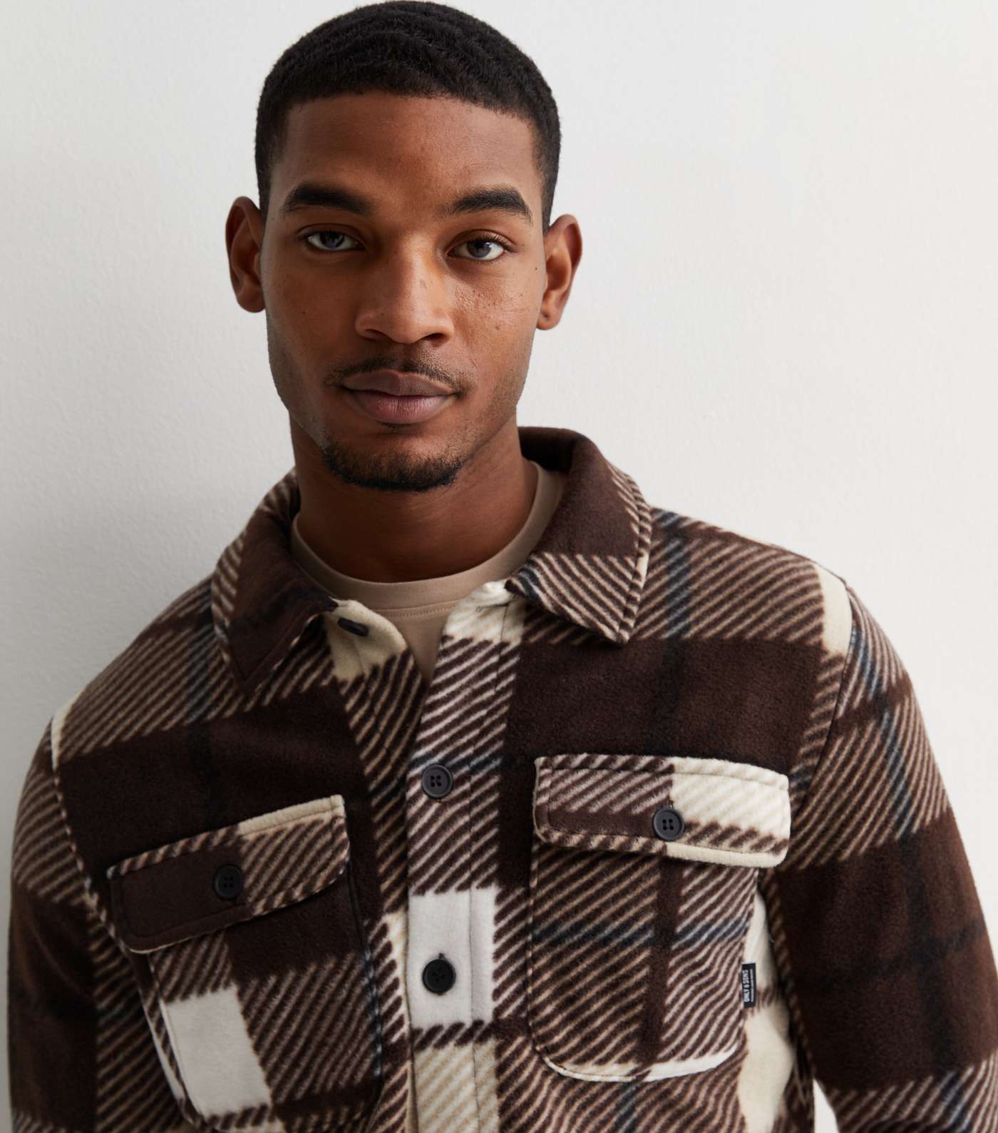 Only & Sons Dark Brown Cotton Check Shirt Image 3
