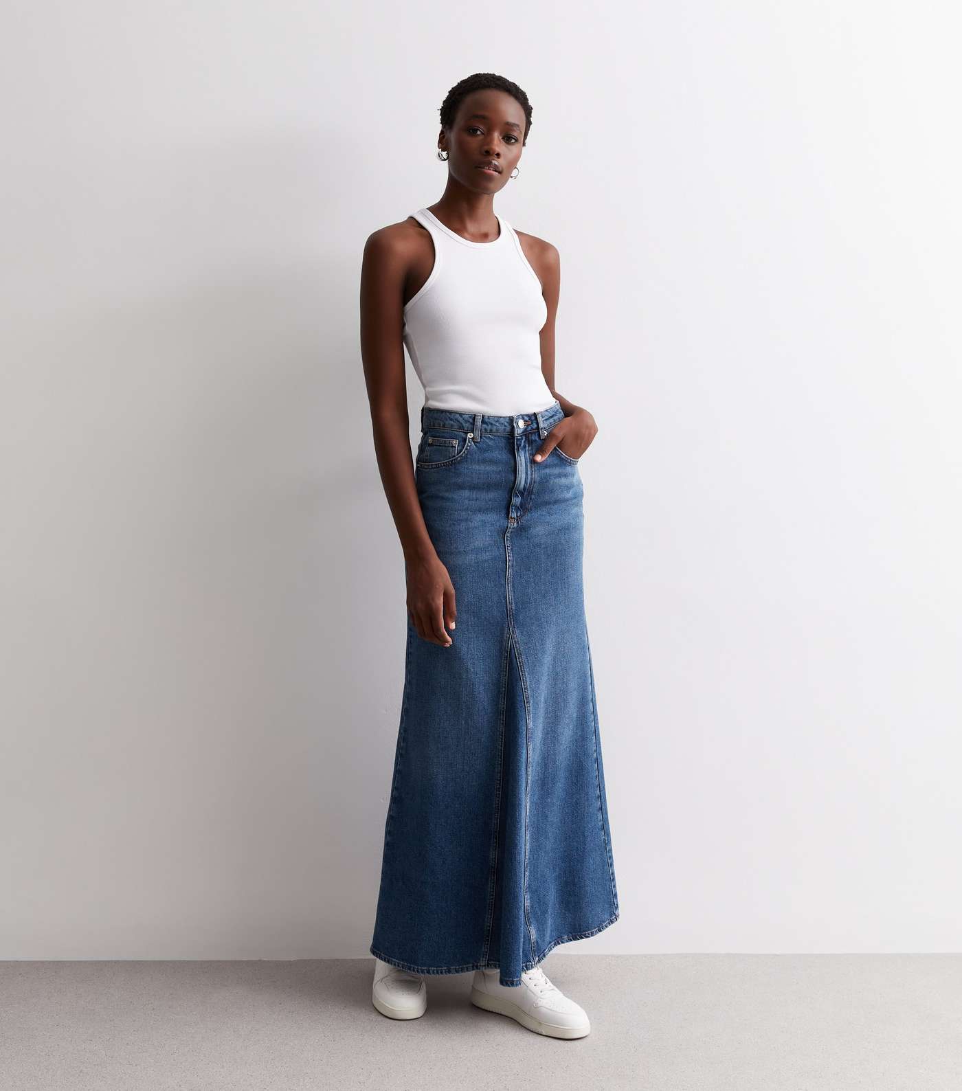 Tall Blue Denim Maxi Skirt Image 4