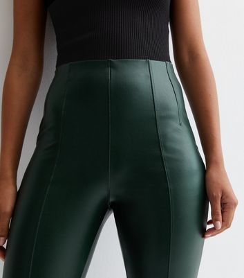 Green wet look outlet leggings