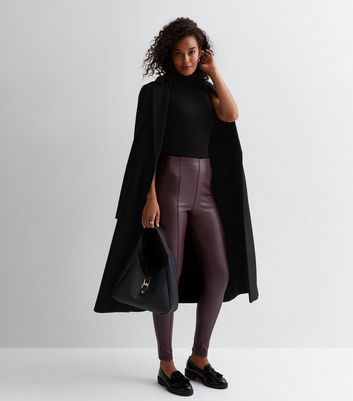 New Look Black Leather-Look High Waist Leggings | very.co.uk