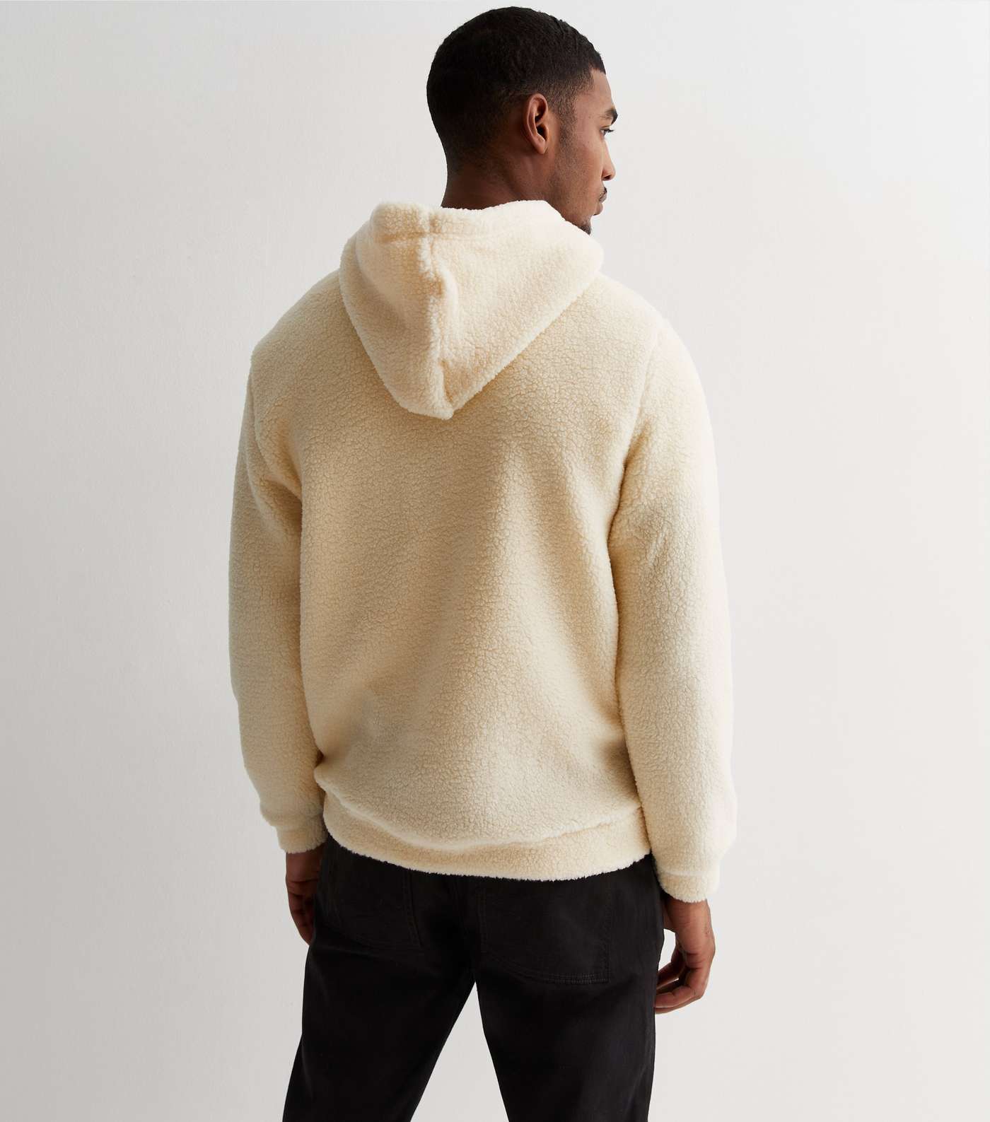 Only & Sons Off White Teddy Hoodie Image 4