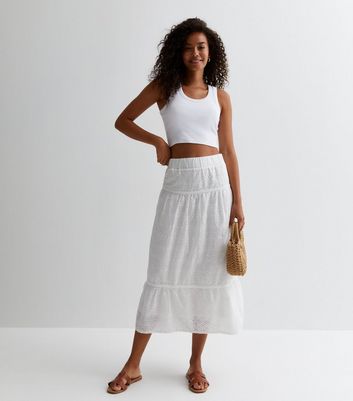 New look 2025 white midi skirt