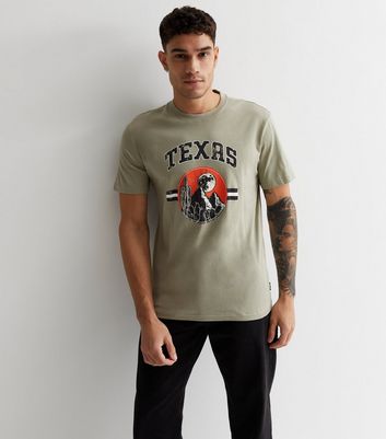 Men's Only & Sons Olive Cotton Texas Logo T-Shirt New Look