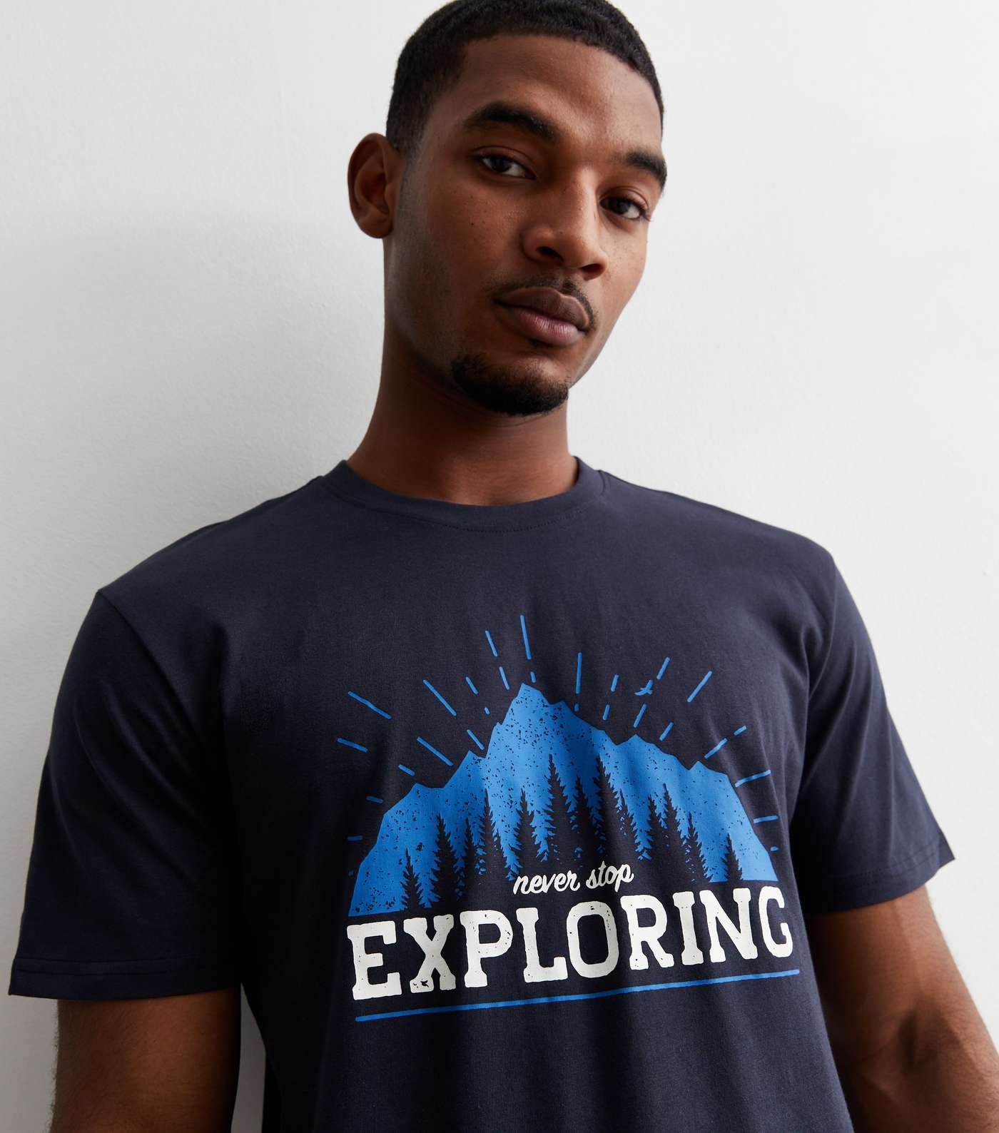 Only & Sons Navy Cotton Exploring Logo T-Shirt