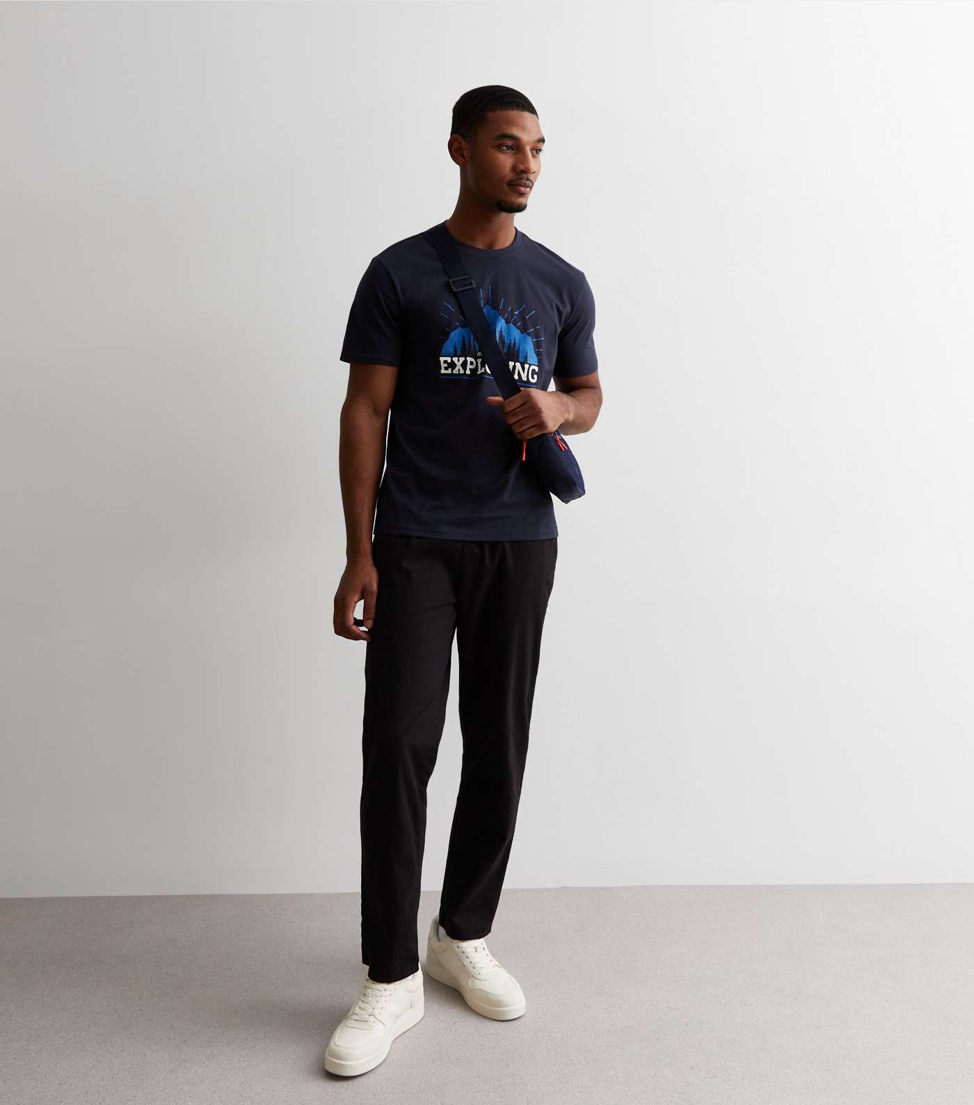 Only & Sons Navy Cotton Exploring Logo T-Shirt Image 3