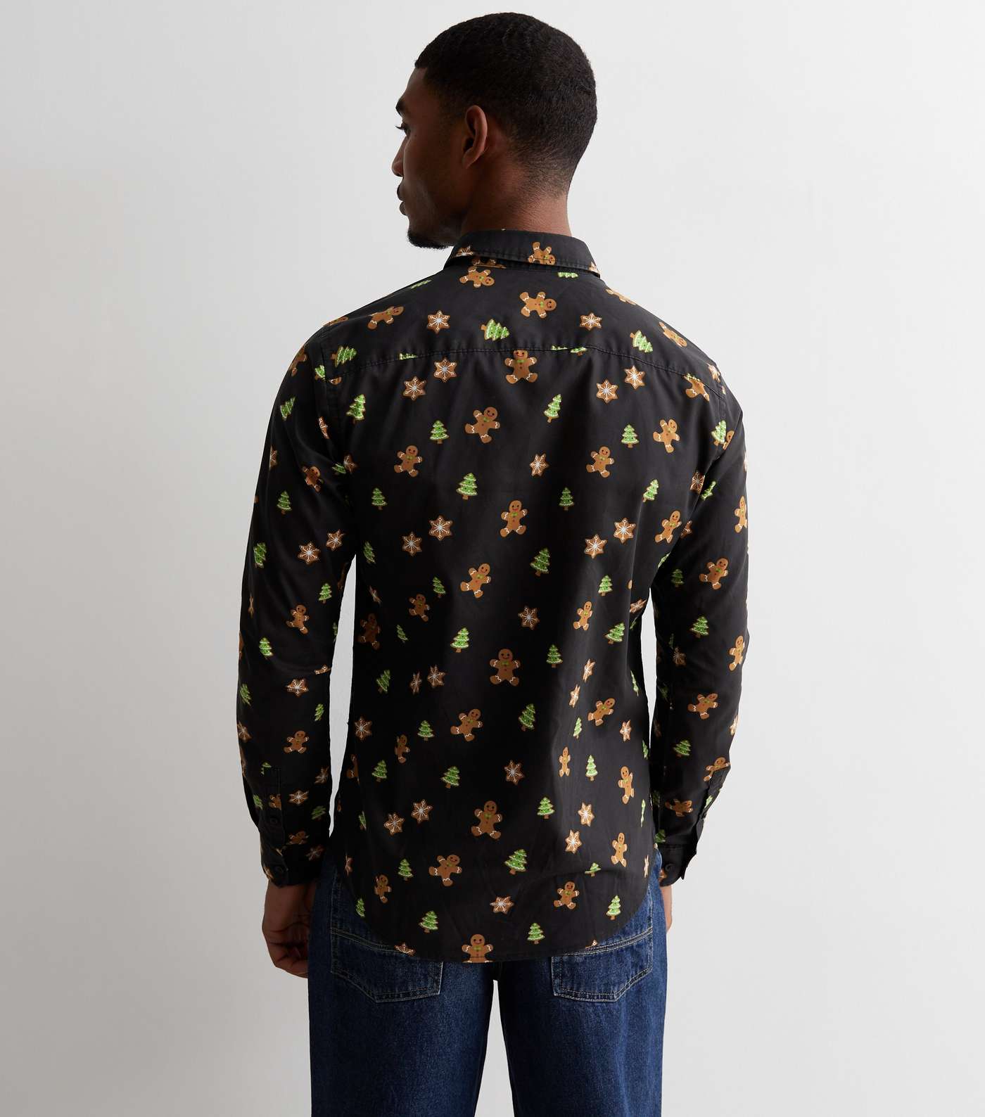 Only & Sons Navy Festive Print Long Sleeve Shirt Image 4