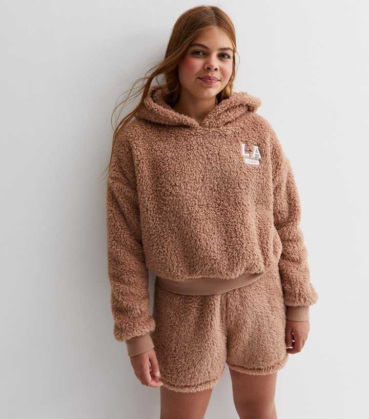 Girls Brown Borg LA Logo Hoodie and Shorts Set