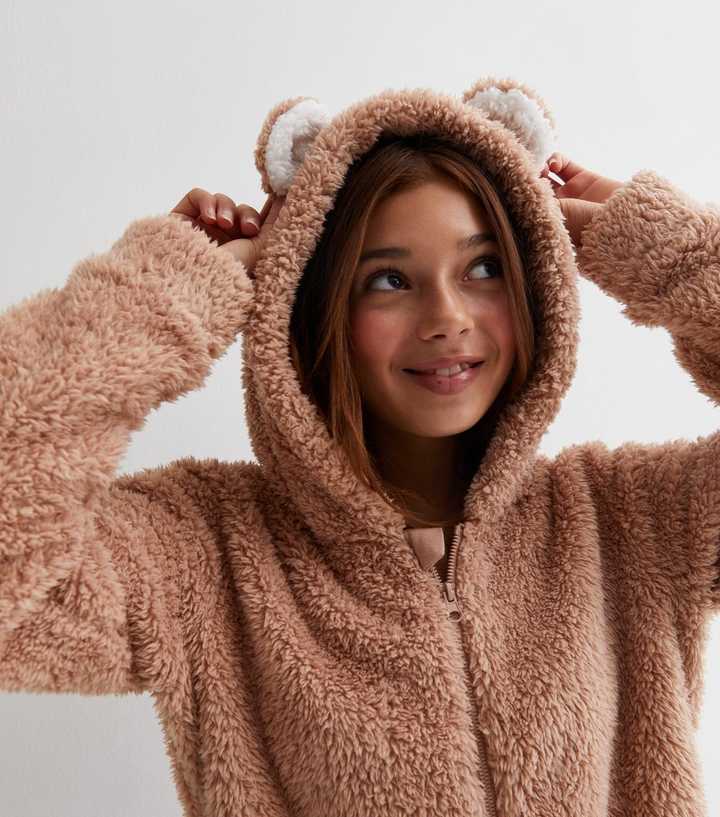 Girls Brown Borg Mini Bear Onesie