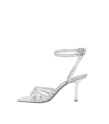 Finding Friday Silver Gem Stiletto Heel Sandals New Look