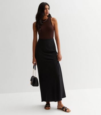 New Look  Skirts  New Look Black Long Skirt With Double Slits Pockets   Poshmark
