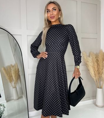 Black polka dot maxi hot sale dress