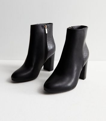 Faux leather block heel hot sale boots