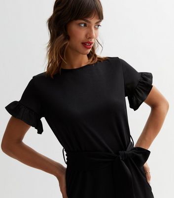 Cutie London Black Short Frill Sleeve Mini Dress New Look
