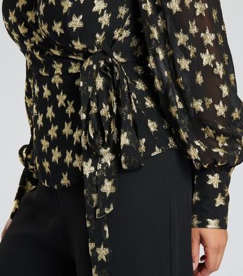 Finding Friday Gold Star Wrap Blouse New Look