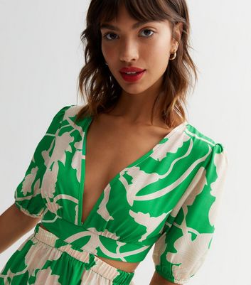 Cutie London Green Floral Cut Out Midi Dress New Look