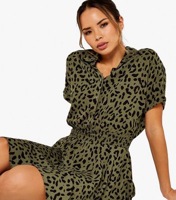 Khaki leopard hot sale print dress