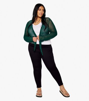 Curves Olive Fine Knit Waterfall Cardigan