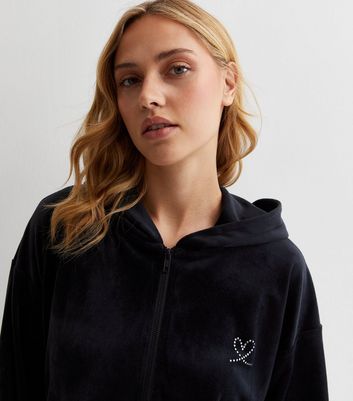 Black velour outlet hoodie women's