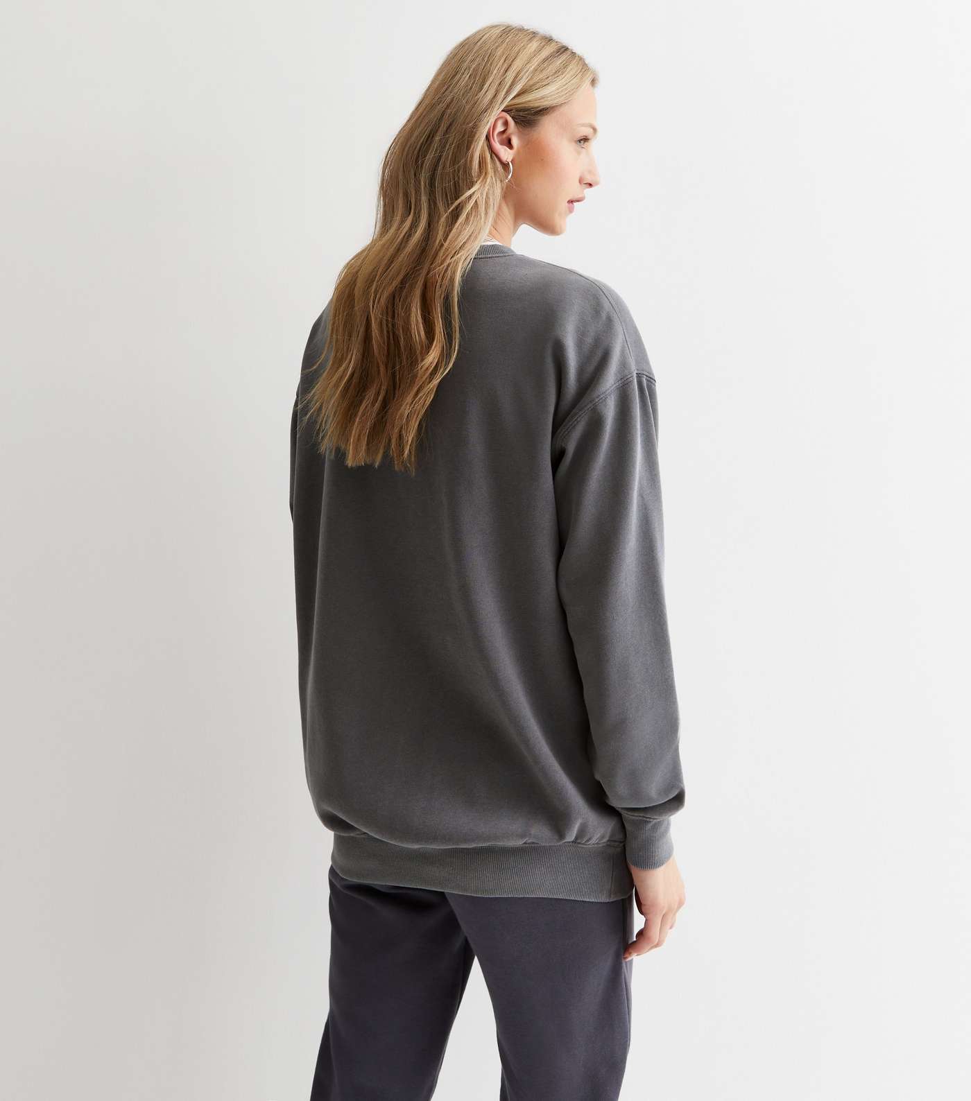 Dark Grey Acid Wash Sweatshirt Image 4