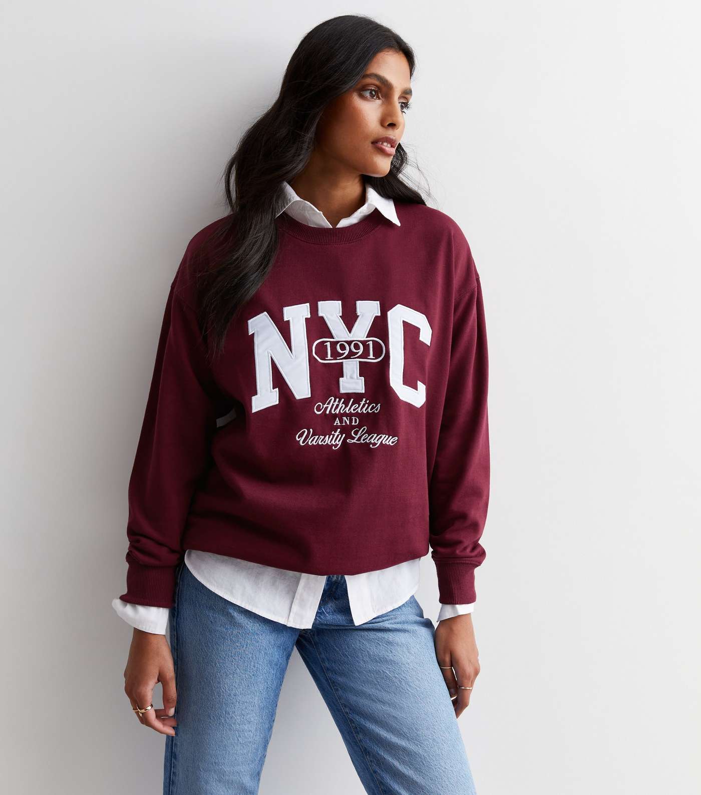 Burgundy crew neck sweatshirt Outlet