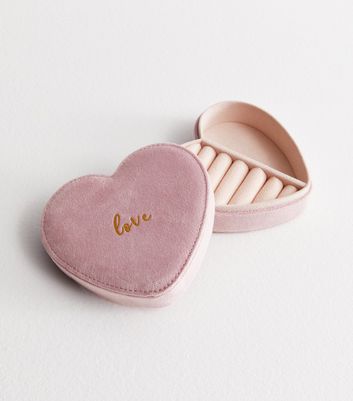 Pink Velvet Heart Jewellery Box New Look
